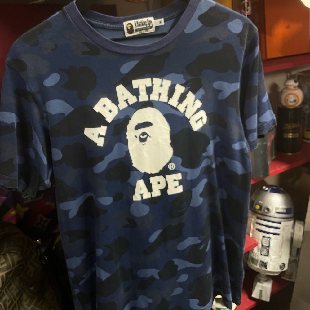 Bape Tee Blue Camo College Medium